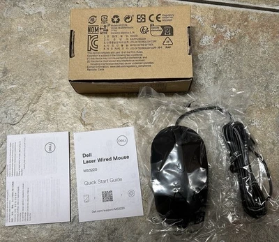 Brand New - Dell Laser Wired Mouse MS3220 MS3220-BLK - Black - Image 1 of 4