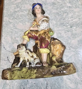 Kornilow Brüder St. Petersburg Porzellan Schäfer Junge & Hund um 1843 Figur - Bild 1 von 7