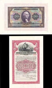 American Bank Note Co. Specimen - ABN - doppelseitig - Maße ca. 5 x 8 - Go - Bild 1 von 1