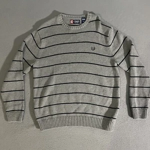 Chaps Langarm Rundhals Grau Pullover Gestreift Sweater Herren Large - Bild 1 von 7