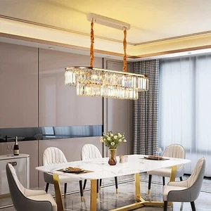 ERNOPEBO Crystal Chandelier Lighting Modern Gold Chandelier Crystals - Picture 1 of 6