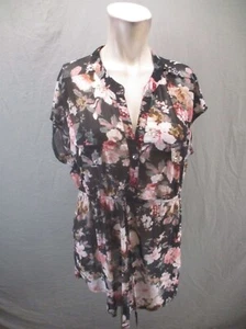 Aria Blu Size XL Womens 1/2 Button Short Sleeve Lightweight Maternity Tunic 282 - Picture 1 of 11