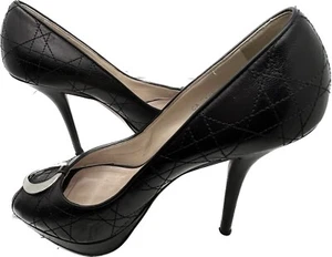 Christian Dior Gr. 37 1/2 schwarze Leder Peeptoe Pumps Damen - Bild 1 von 10