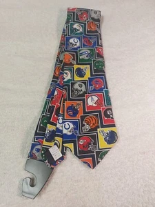 VTG NFL Football Neck Tie Teams Colorful Helmets Jets Patriots KC Dolphins Bills - Picture 1 of 6