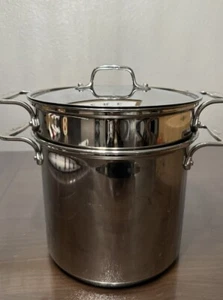 ALL-CLAD 8 Quart Pasta Pot w/ Perforated Steel Insert Lid 3 Piece Set Pentola - Picture 1 of 11