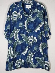 CAMICIA ISLAND SHORES HAWAIIAN 2 EXTRA LARGE USATA BLU FLOREALE RAYON 2XL S/S - Foto 1 di 5