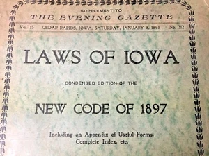 LAWS OF IOWA CODES BOOK. DATED 1898 - Imagen 1 de 7