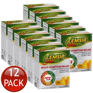 12 x Lemsip Max Cold & Flu Multi-Symptom Relief Lemon Powder Drink Sachet 10 Pk - Picture 1 of 12