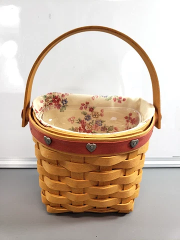 2001 Longaberger  Sweetheart Red Love Notes Basket Liner Protector Cover