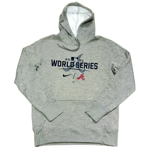 Men's Nike Atlanta Braves 2021 World Series Pullover Hoodie Gray Size Medium Cover