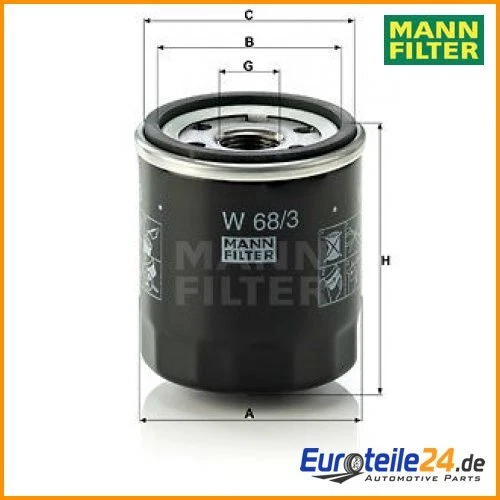 Oil filter Mann filter W68/3 for Toyota Corolla Yaris starlet - Image 1 of 1