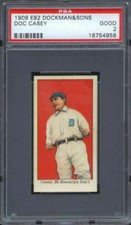 1909 E92 Dockman & Sons Doc Casey PSA 2 Brooklyn Superbas