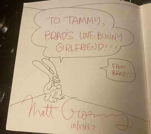 Matt Groening signed autographed Sketch Simpsons Love Is Hell Vintage Book COA Cover