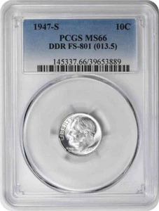 1947-S Roosevelt Silver Dime DDR FS-801 MS66 PCGS - Picture 1 of 2