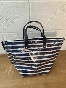 Cath Kidston Blue And White Stripe &pink Flower Pattern Tote Style Bag - Picture 1 of 19