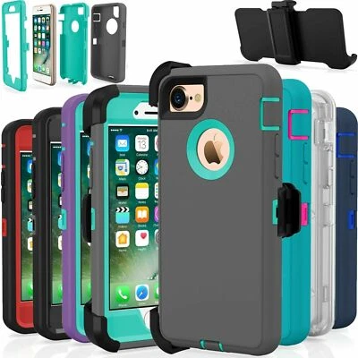 For Apple iPhone 6 6s 7 8 plus Case Protective Defender shockproof w/ Belt Clip - Image 1 of 4