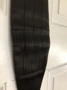 Vintage Silk Tuxedo Cummerbund Black 1980s With Bow tie - Picture 1 of 23