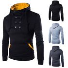 Stylish Men's Slim Fit Brushed Hooded Sweater with a Double Breasted Look