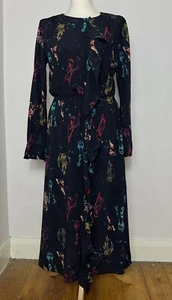 & Other Stories schwarz Rüsche Grafikdruck Kleid UK 10 - Bild 1 von 16