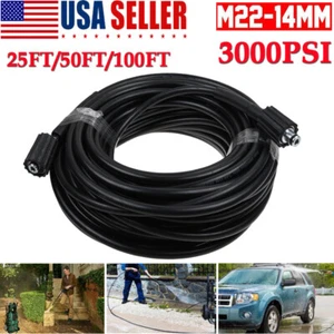 25/50/100FT 3000 Psi High Pressure Power Washer Hose Extension M22-14 Connection - Picture 1 of 10