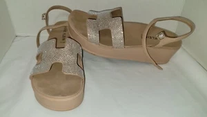 Womens Anne Klein Virginia Tan Rhinestone Wedge Sandal Platform Size 11 Bling - Picture 1 of 5