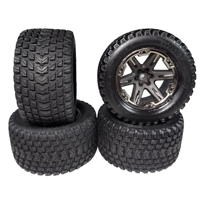 Fits Traxxas Rustler Ultimate 4x4 VXL Gravix Tires 12mm Wheels Glued Front Rear - Image 1 of 4
