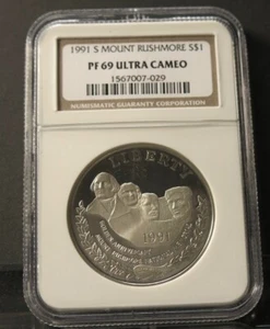1991 S MOUNT RUSHMORE Commemorative Silver Dollar NGC PROOF PF 69 - Picture 1 of 1