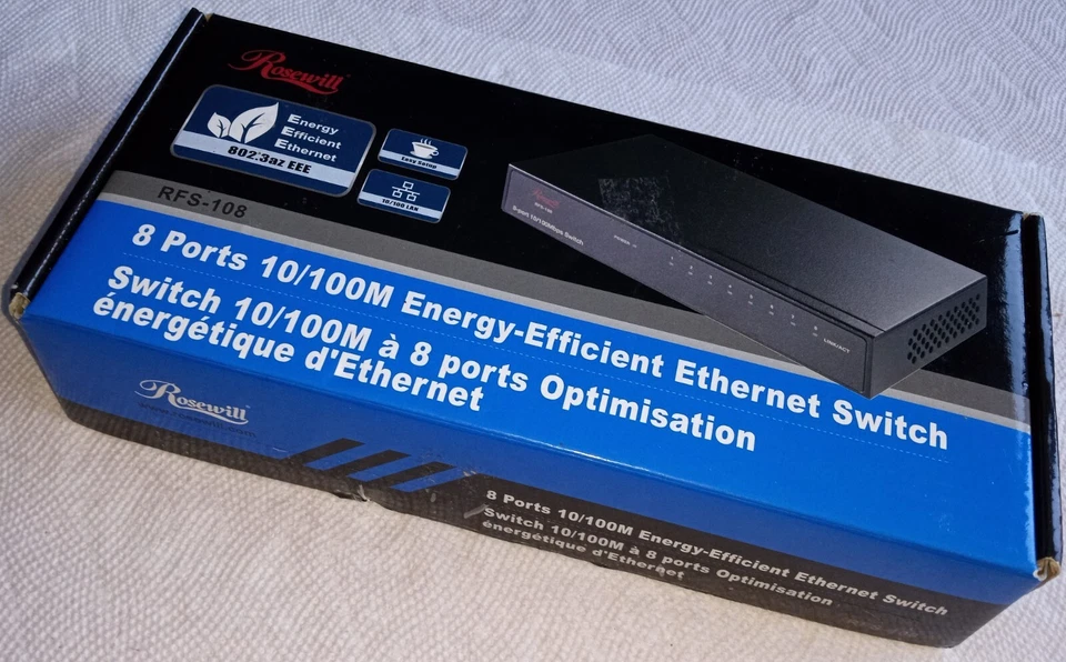 Rosewill 8 Port 10/100 Mbps Switch RFS-108 RJ-45 Connectr Supports Nway Protocol - Image 1 of 4