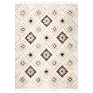 SAFAVIEH Moroccan Tassel Shag MTS601A Ivory /Brown Rug - Picture 1 of 26