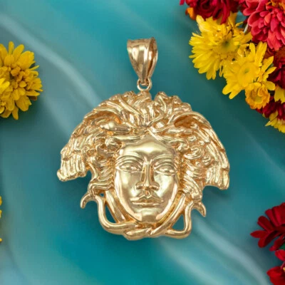 Yellow Gold Medusa Unisex Pendant (3 sizes: S/M/L, 10k/14k) - Image 1 of 4
