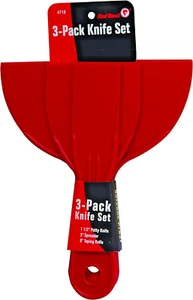 Neu RED DEVIL 3-teiliges Kunststoff Messer Set 4718, Kittmesser, Streuer, Blechmesser - Bild 1 von 4