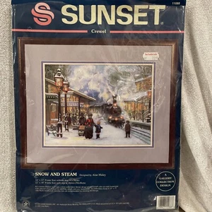 1995 Tramonto Neve e Vapore Treno Vittoriano Città Crewel Kit Ricamo NOS - Foto 1 di 5