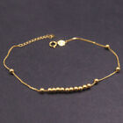 Au750 18K Yellow Gold Lucky Mini Beads Solid Foxtail Wheat Chain Women Bracelet