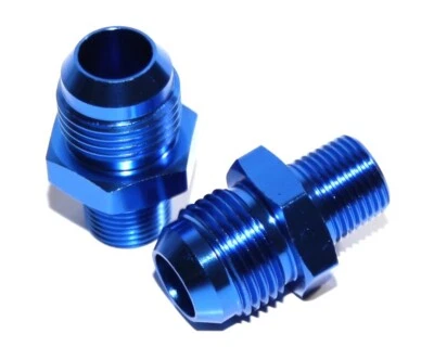 Adaptador de montaje anodizado de aluminio con rosca macho NPT de 2 piezas 10an an-10 a 3/8" AZUL Foto 1 de 4