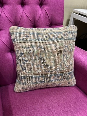 Vintage Rug Pillow Cover 16x16, Handmade Turkish Cushion Case, Home Decor Pillow - Image 1 of 4