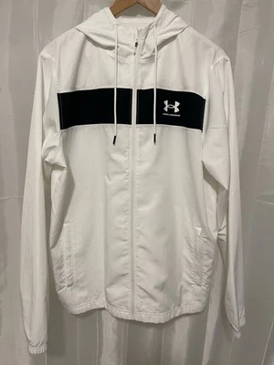 Under Armor 男式雨衣风衣中号白色和黑色 — 第 1/4 张图片