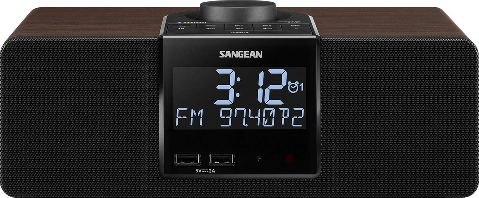 Sangean RCR-40 AM/FM-RDSRBDS/Bluetooth/AUX Digital Tuning Wooden Clock Radio ...