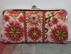 Vera Bradley Clutch Geldbörse folkloristisches Muster Kiss Lock zweiteiliger Organizer - Bild 1 von 8