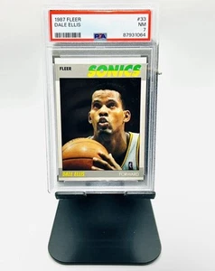 1987 Fleer Basketball #33 (Dale Ellis ) Rookie RC Supersonics -PSA 7 NM - Picture 1 of 2