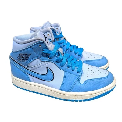 Air Jordan 1 Mid Ice University Blue Sneakers Kids GS Youth 6.5Y Boy DV1302-400 - Image 1 of 4