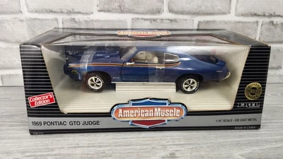 ERTL American Muscle 1969 Pontiac GTO Judge Blue 1:18 Scale Diecast #7777 - Image 1 of 4