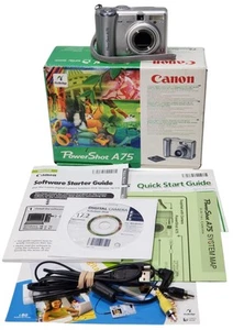 Canon Powershot A75 Digital Camera 3.2 MP 3x Optical Zoom Silver Tested - Picture 1 of 20