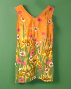 Authentic ALOHA HAWAIIAN Originals Sz M Orange Floral Dress Japan 100% Cotton - Picture 1 of 21