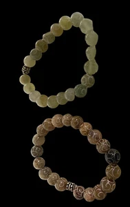 Vintage Nachlassfund 2 grüne Glasperlen Armbänder handgefertigt - Bild 1 von 6