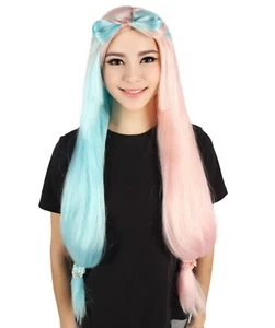 HPO Adult Women's Pink and Blue Long Straight Wig, Perfect for Cosplay, HW-7327 - Picture 1 of 9