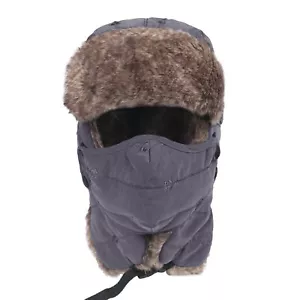 Men Women Winter Warm Hat Earflap Ski Snow Cap Fleece Face Mask for Cold Weather - Picture 1 of 48