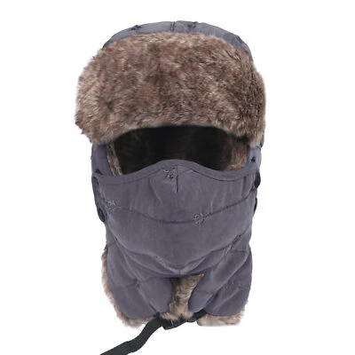 Men Women Winter Warm Hat Earflap Ski Snow Cap Fleece Face Mask for Cold Weather - Image 1 of 4