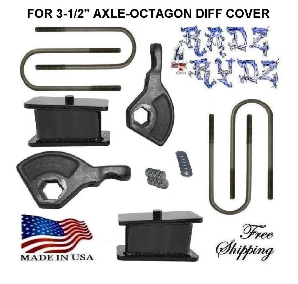 1997-2003 Dodge Durango 4WD 3.5" Wide Axle 3" Drop Keys 4" Lowering Blocks Kit - Image 1 of 1