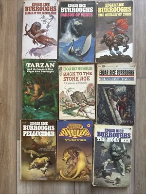 VTG Fantasy Sci Fi Books Edgar Burroughs 9 Paperbacks Tarzan Moon Men Venus Foto 1 de 4