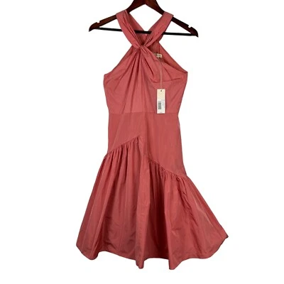 Vestido Rebecca Taylor Mujer 0 Rosa Nudo Cuello Halter Ajuste y Acampanado Femenino Foto 1 de 4